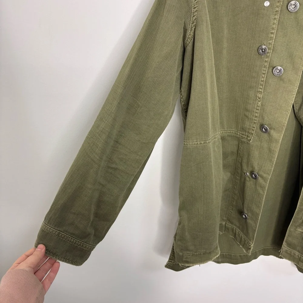 Free People Green Embellished Military Shirt Jacket Size Small - Picture 8 of 12